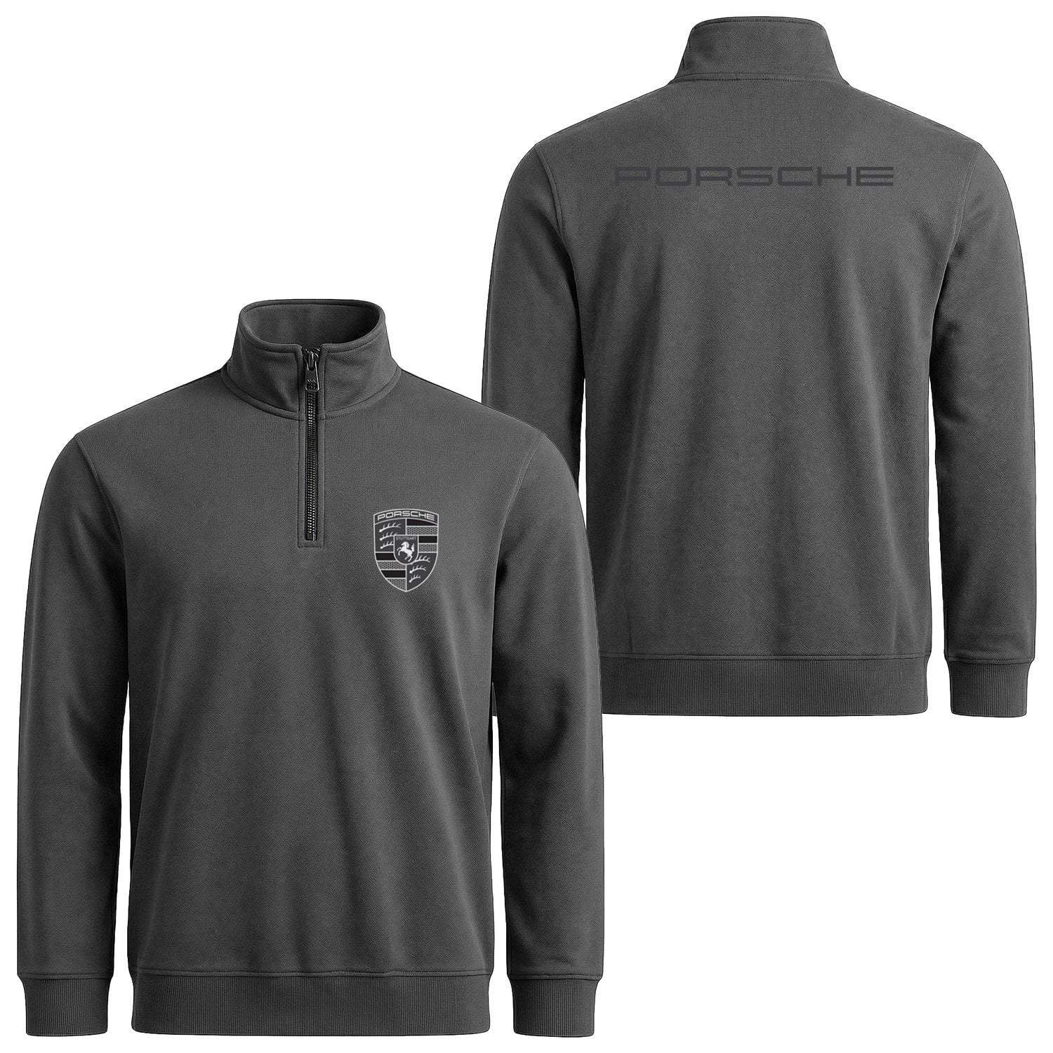 Porsche Muted Black Yarım Fermuarlı Sweatshirt XL - Füme