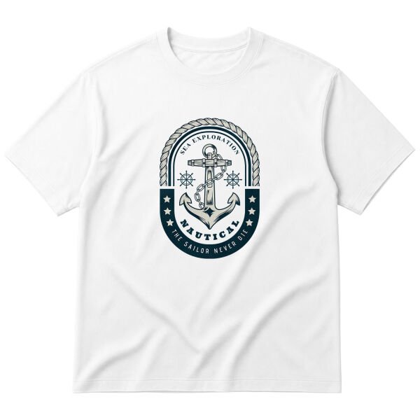 Nautical Oversize Tişört M - Beyaz