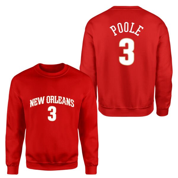 Jordan Poole New Orleans Forma Sweatshirt M - Kırmızı