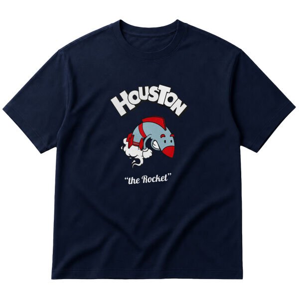 Houston Cartoon Oversize Tişört L - İndigo Mavisi