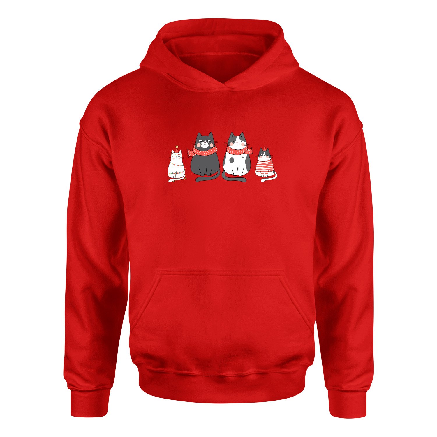 Cat Family Hoodie XL - Kırmızı