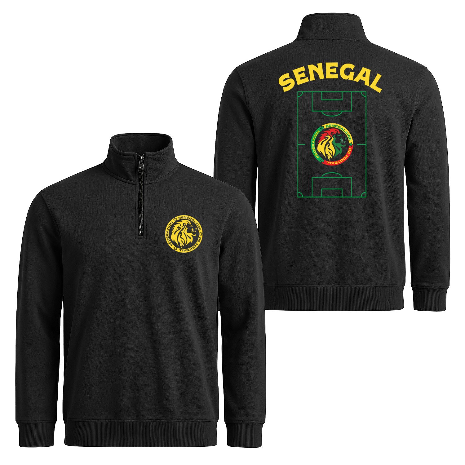 Senegal Dünya Kupası 2026 Yarım Fermuarlı Sweatshirt XL - Siyah