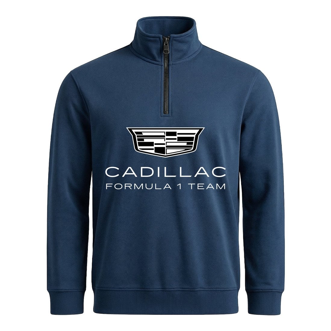 Cadillac Big Yarım Fermuarlı Sweatshirt M - İndigo Mavisi