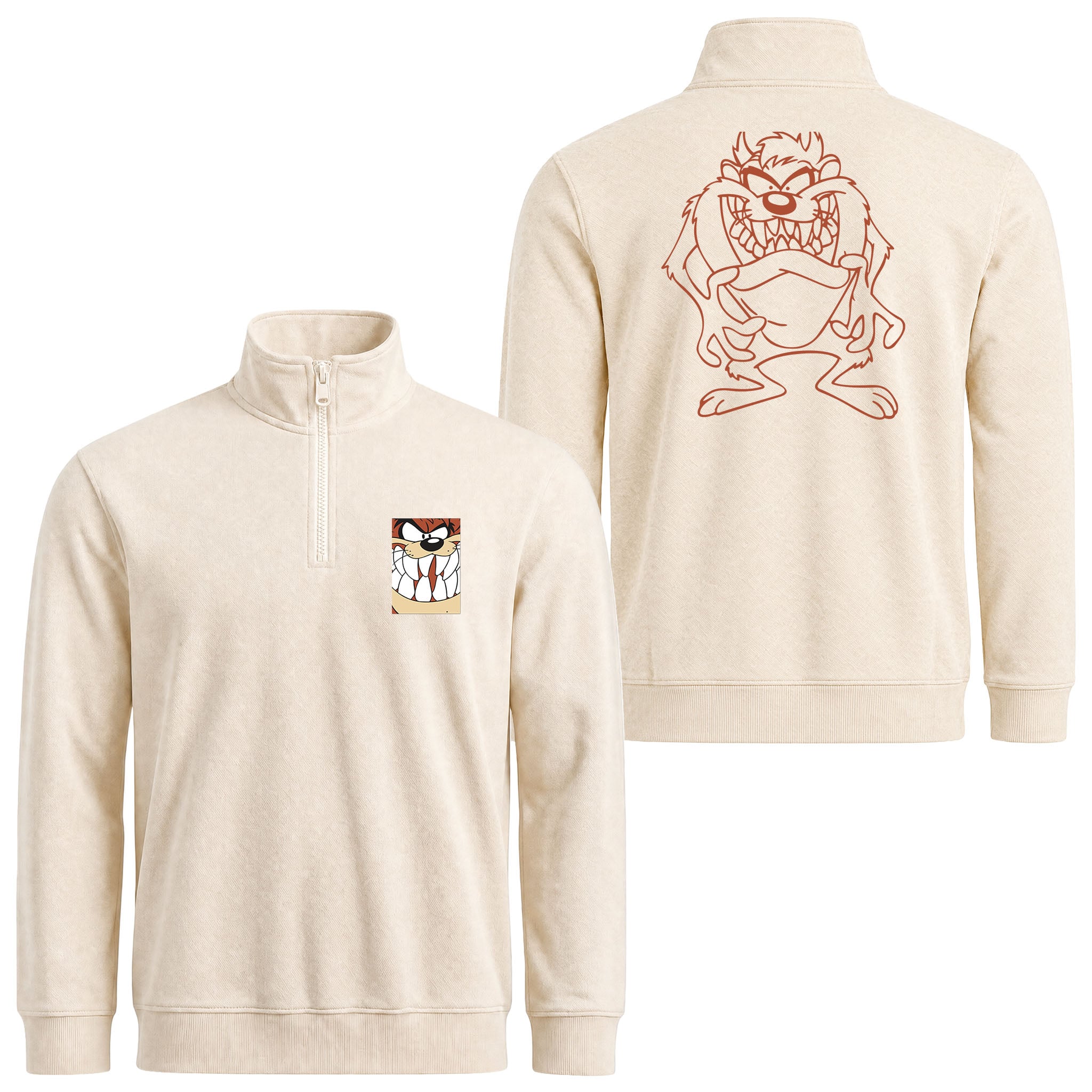 Tazmanya Canavarı Yarım Fermuarlı Sweatshirt