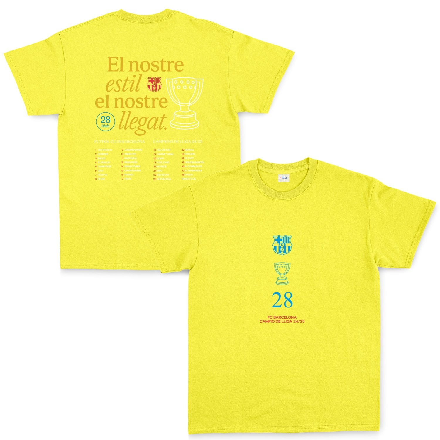 Barcelona Champions 25 Tişört M - Sarı