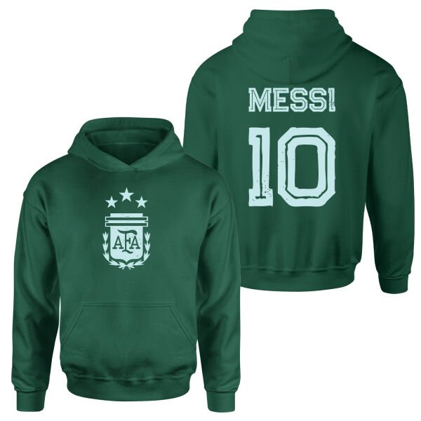 Lionel Messi 10 Argentina Grunge Hoodie M - Nefti Yeşili