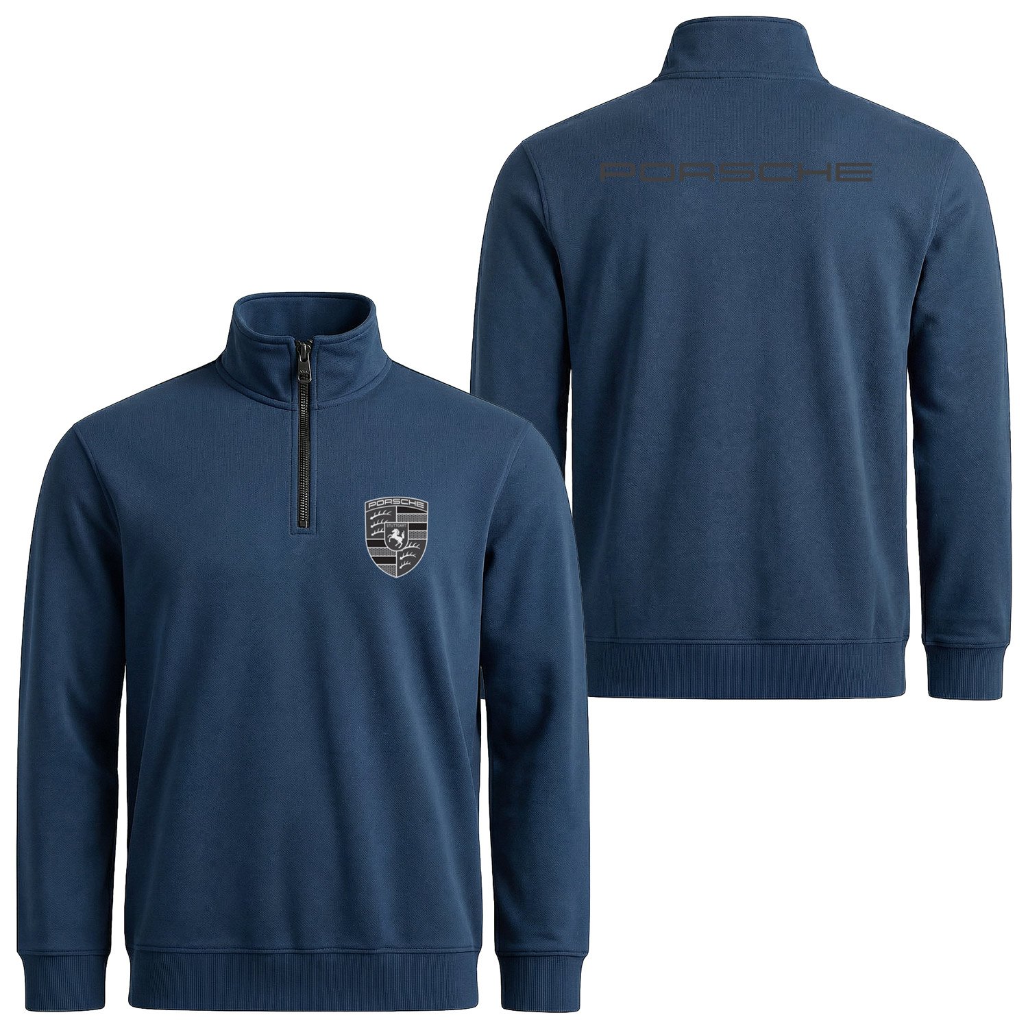 Porsche Muted Black Yarım Fermuarlı Sweatshirt S - İndigo Mavisi