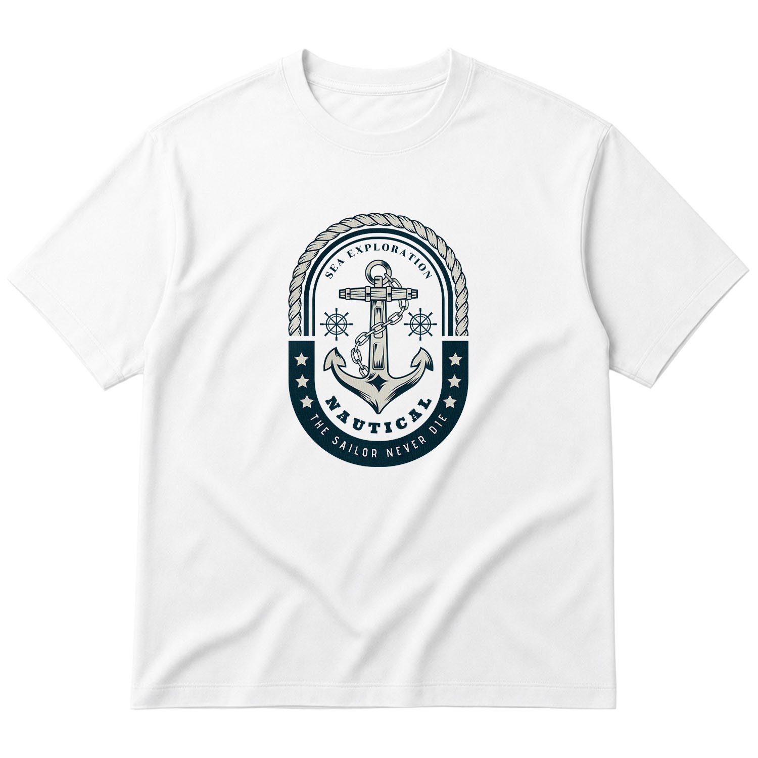 Nautical Oversize Tişört XL - Beyaz