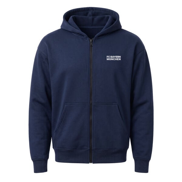 FC Bayern München Modern Fermuarlı Kapüşonlu Sweatshirt