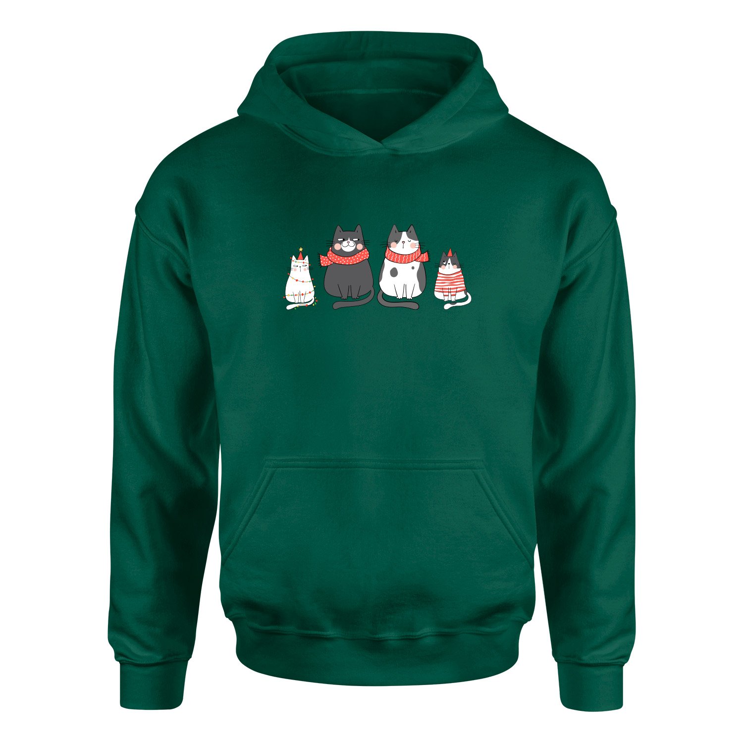 Cat Family Hoodie S - Nefti Yeşili