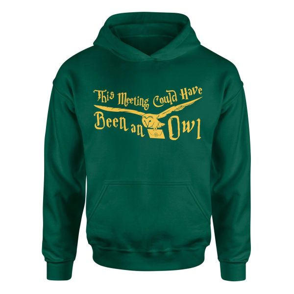 This Meeting Could Have Been An Owl Hoodie L - Nefti Yeşili