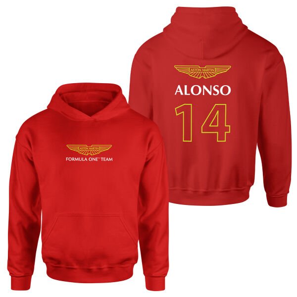 Fernando Alonso | Aston Martin Basic Hoodie L - Kırmızı