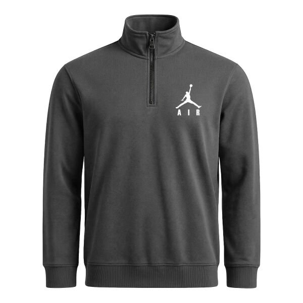 Air Jordan BIG Text W Yarım Fermuarlı Sweatshirt L - Füme
