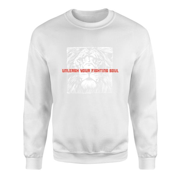 Unleash Your Fighting Soul | Lion III Sweatshirt XXL - Beyaz