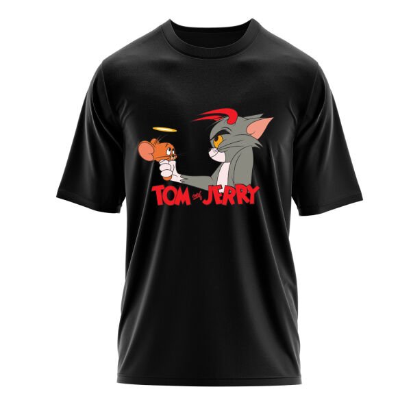 Tom & Jerry Oversize Tişört L - Siyah