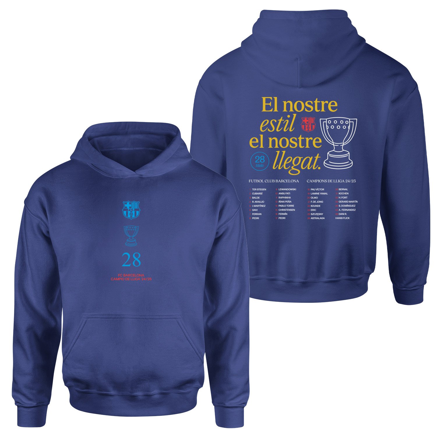 Barcelona Champions 25 Hoodie XXL - İndigo Mavisi