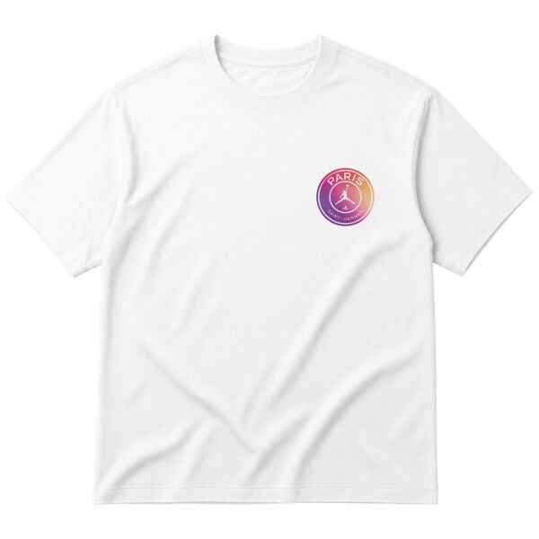 PSG X Air Jordan Gradient Oversize Tişört S - Beyaz