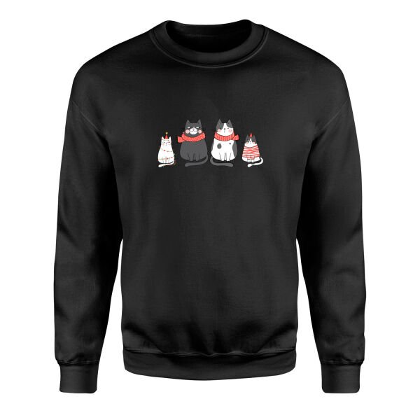 Cat Family Sweatshirt M - Siyah