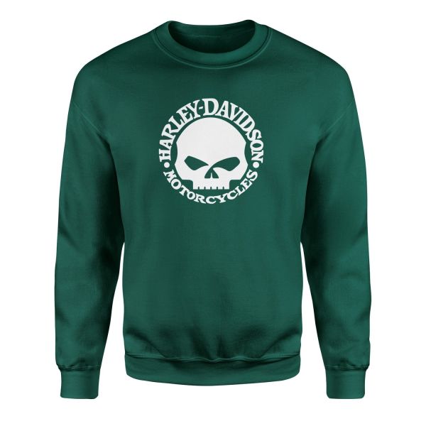 Harley-Davidson Skull Sweatshirt XL - Nefti Yeşili