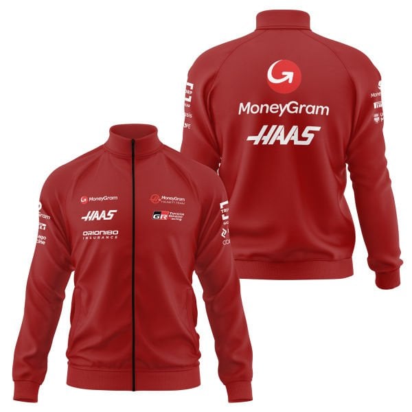 Haas Racing Teamline 2025 White Fermuarlı Sweatshirt