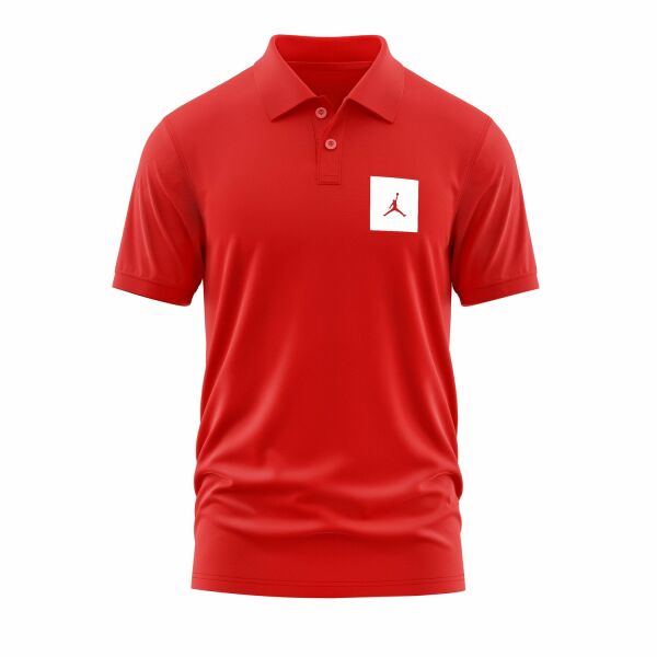 Air Jordan White Patch Polo Tişört S - Kırmızı