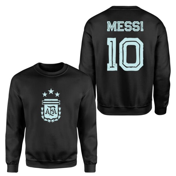 Lionel Messi 10 Argentina Grunge Sweatshirt L - Siyah