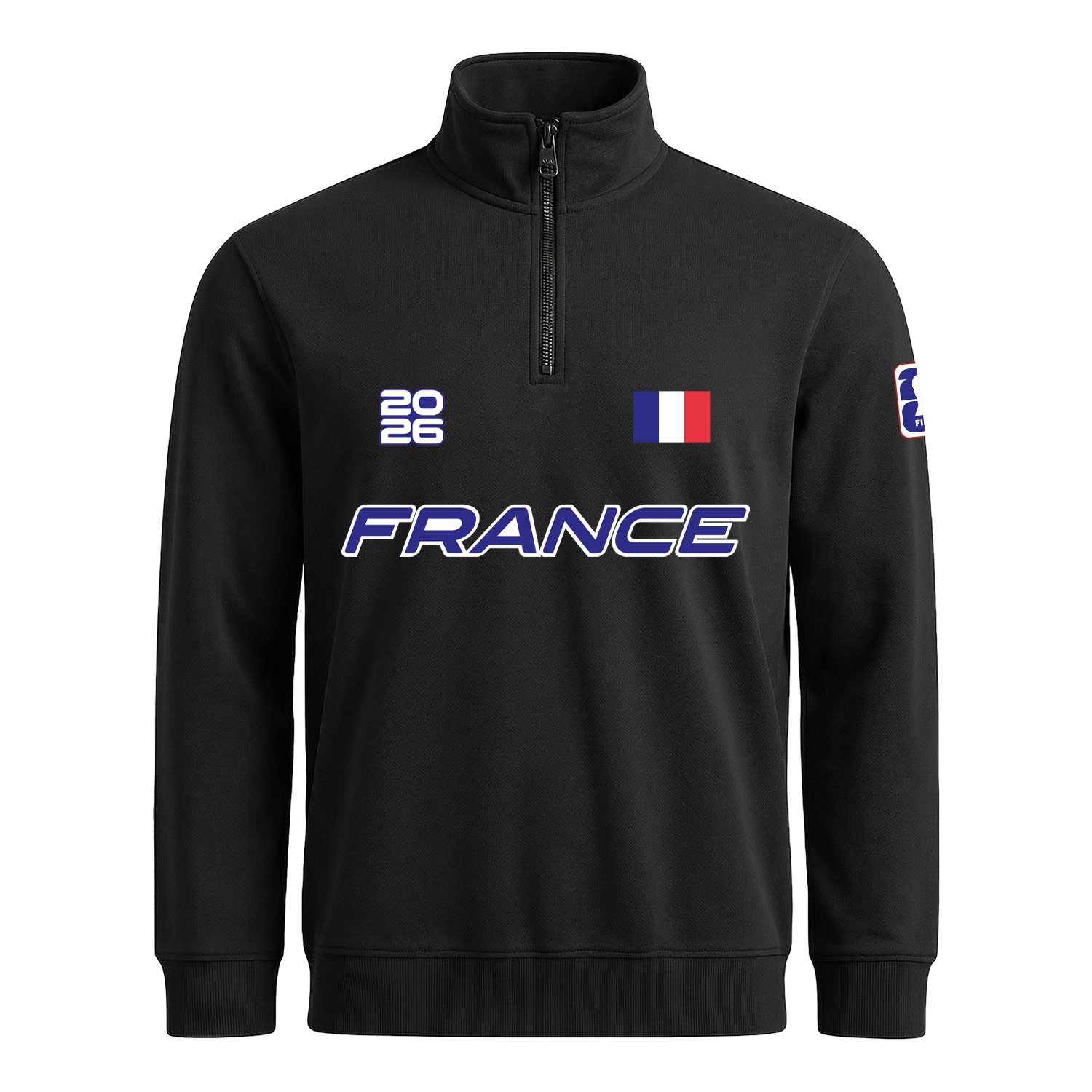 Fransa 2026 Yarım Fermuarlı Sweatshirt M - Siyah