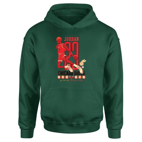 6 Time Champion, Michael ''Air'' Jordan Hoodie M - Nefti Yeşili