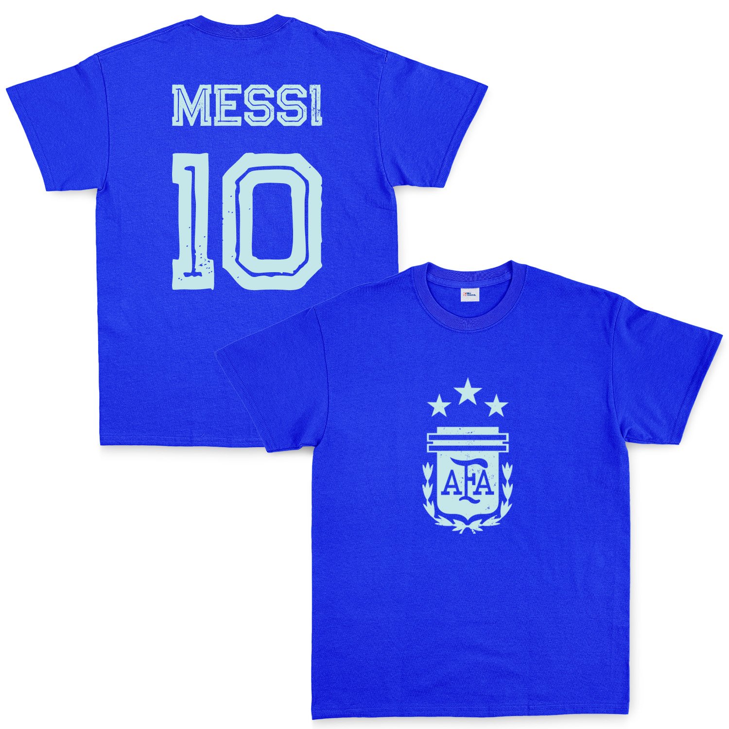 Lionel Messi 10 Argentina Grunge Tişört L - Mavi