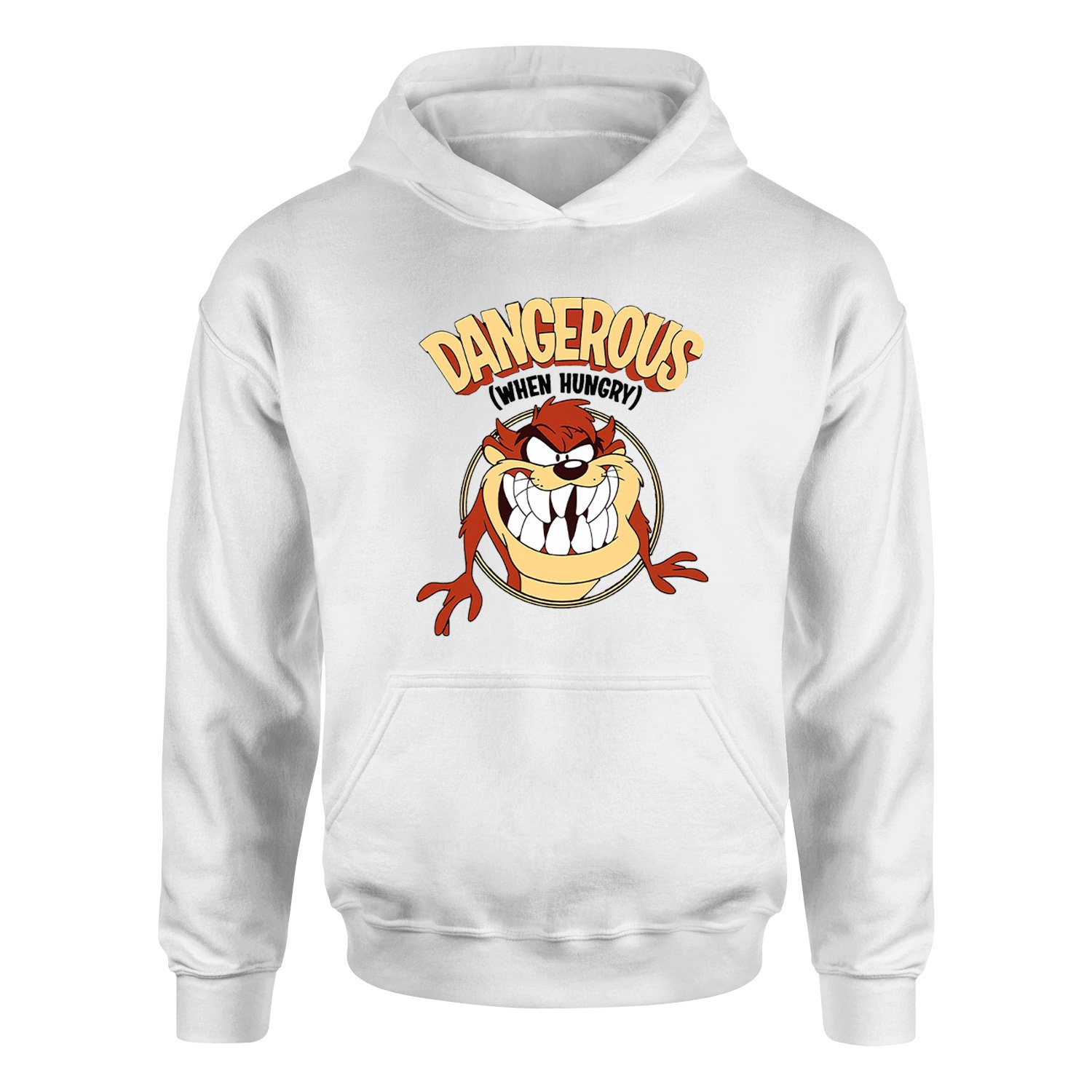 Taz Dangerous When Hungry Hoodie S - Beyaz