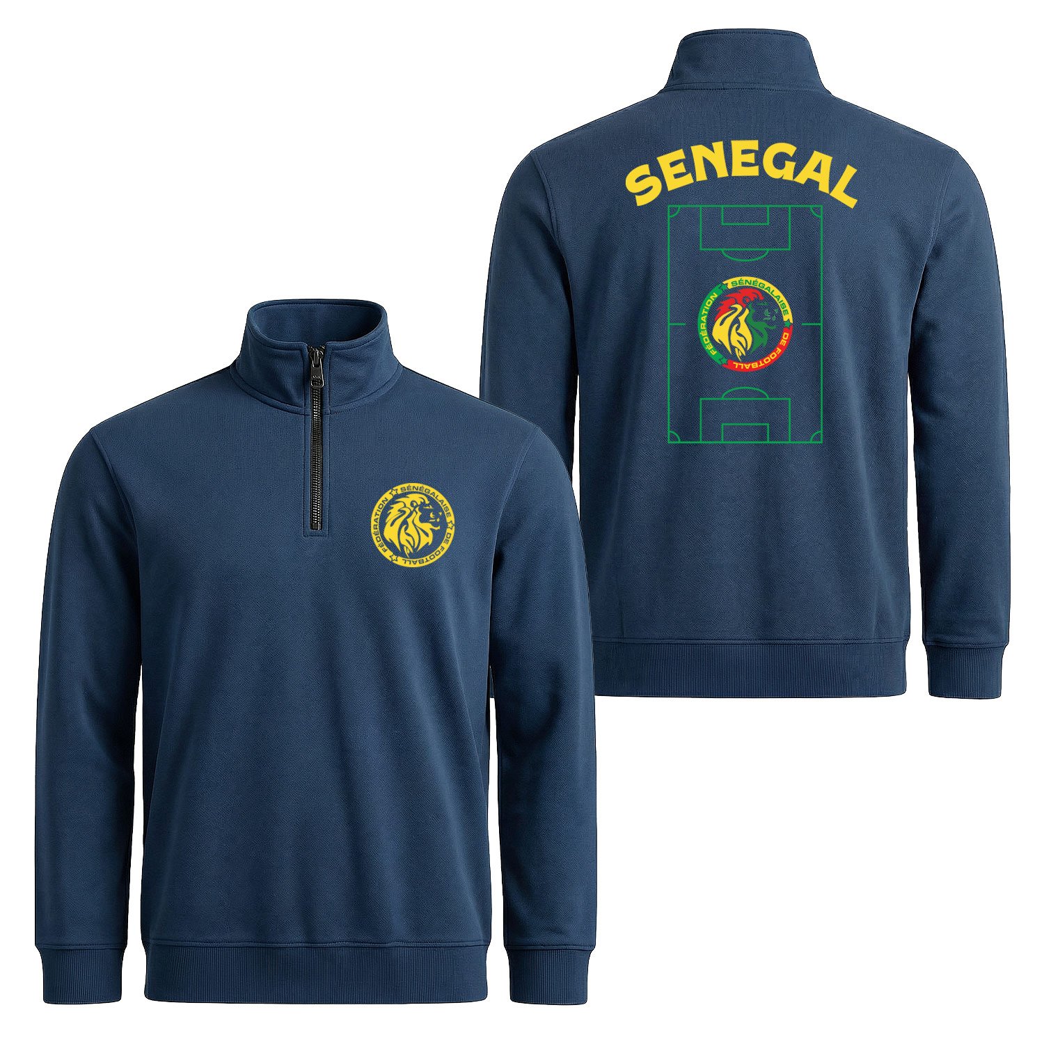 Senegal Dünya Kupası 2026 Yarım Fermuarlı Sweatshirt XL - İndigo Mavisi