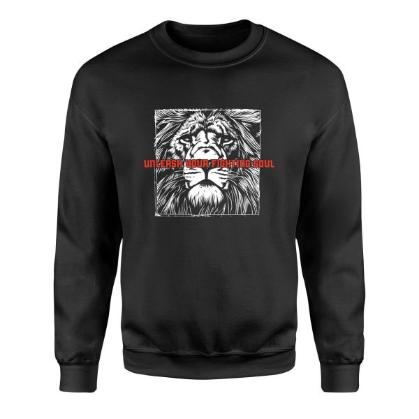 Unleash Your Fighting Soul | Lion III Sweatshirt XL - Siyah