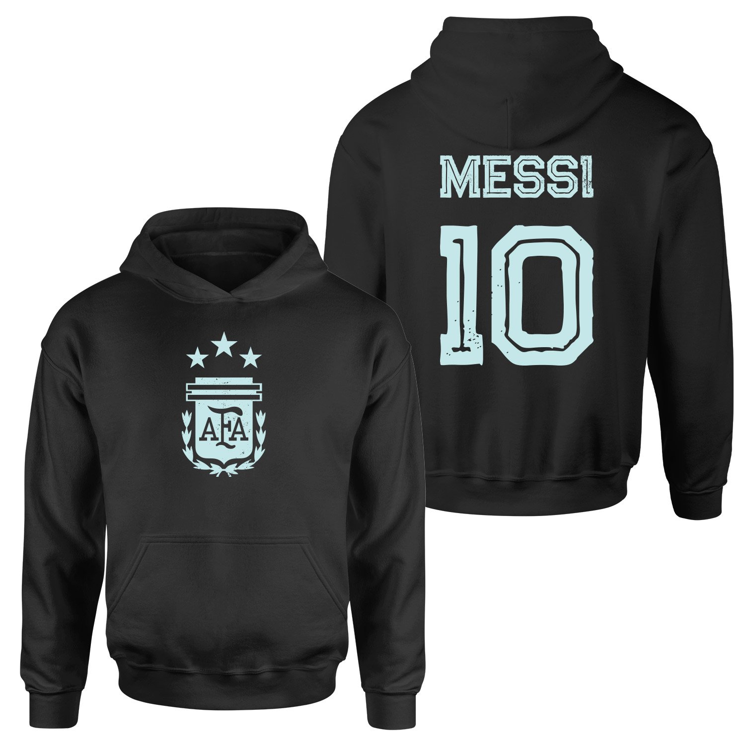Lionel Messi 10 Argentina Grunge Hoodie S - Siyah