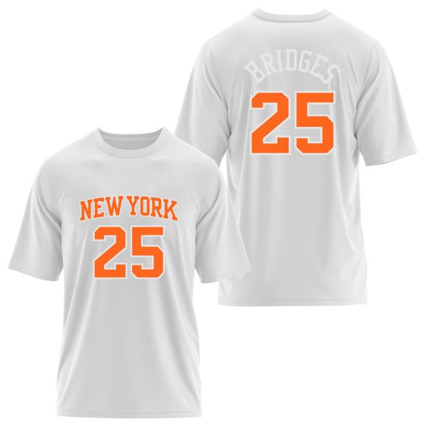 Mikail Bridges 25 New York Jersey Oversize Tişört S - Beyaz