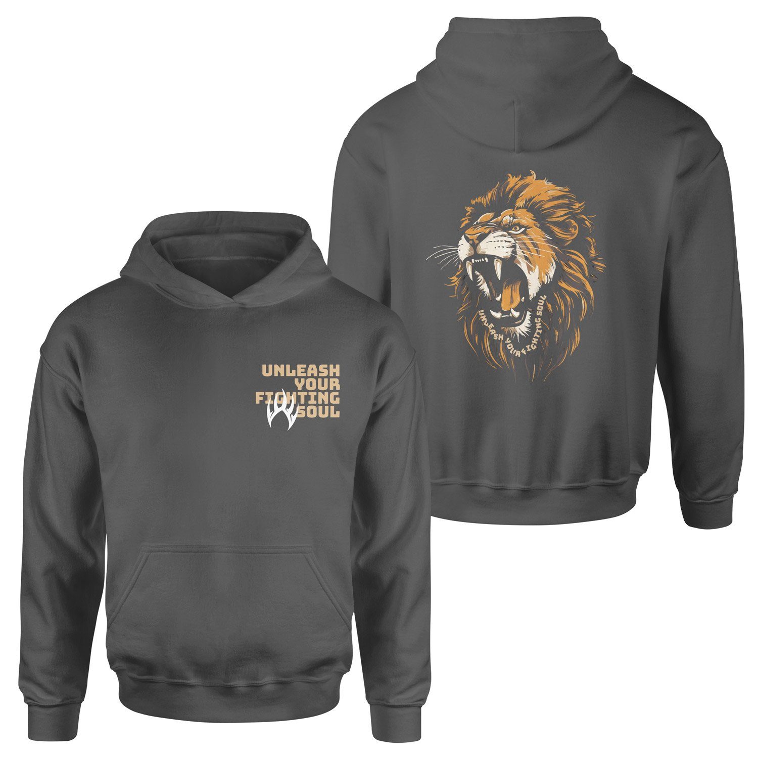 Unleash Your Fighting Soul | Lion Hoodie XXL - Füme
