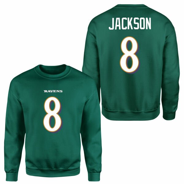Lamar Jackson Baltimore Ravens Sweatshirt M - Nefti Yeşili