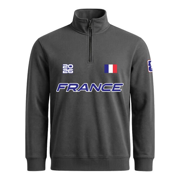Fransa 2026 Yarım Fermuarlı Sweatshirt XL - Füme