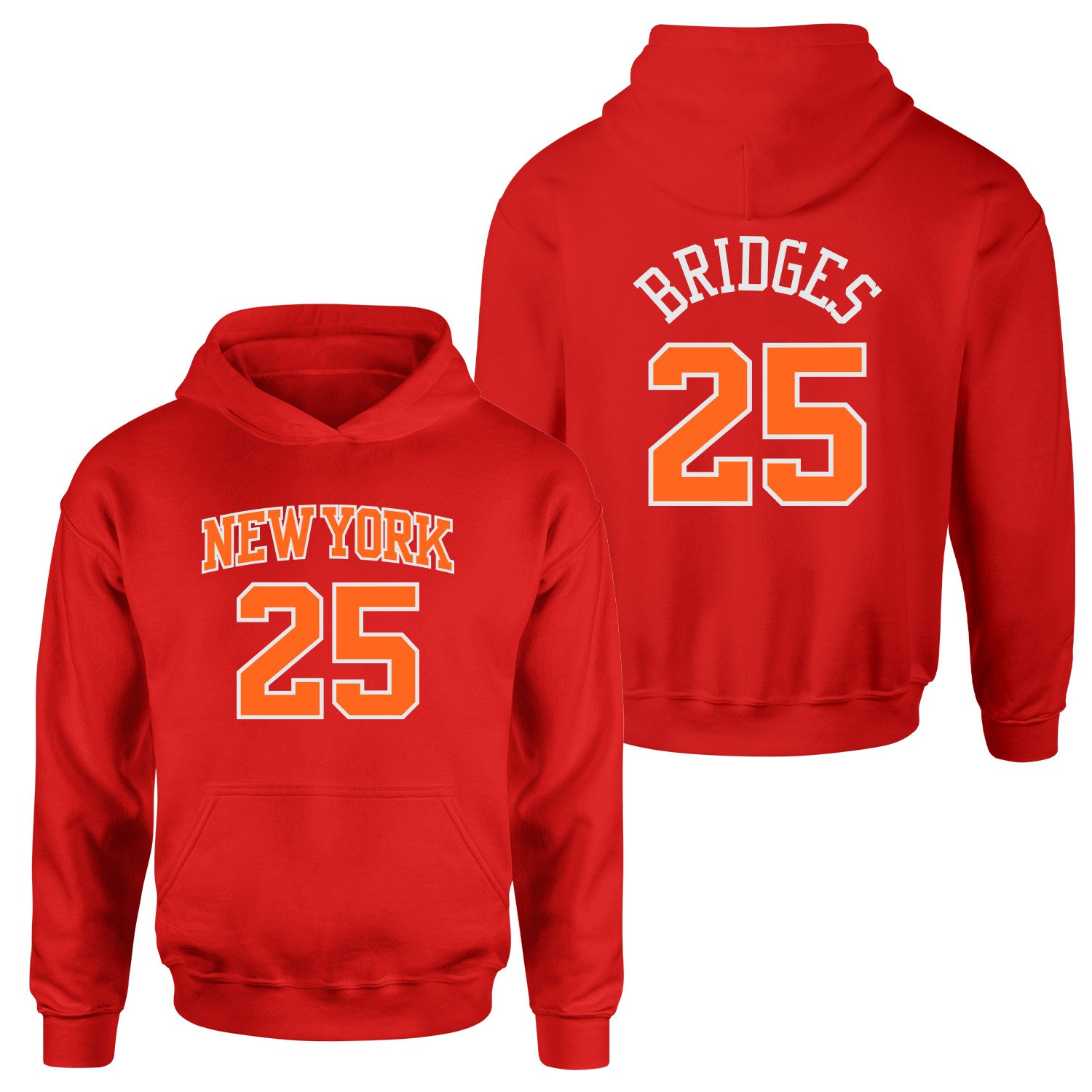 Mikail Bridges 25 New York Jersey Hoodie L - Kırmızı