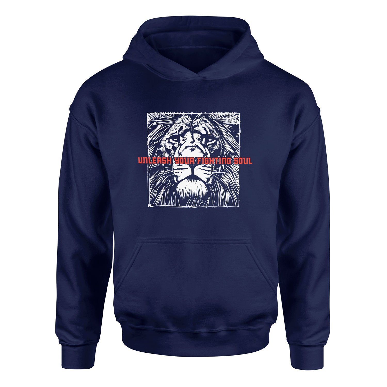 Unleash Your Fighting Soul | Lion III Hoodie XXL - İndigo Mavisi