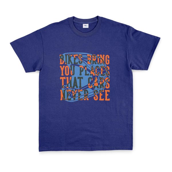 Bikes Bring You Places That Cars Never See Tişört L - İndigo Mavisi