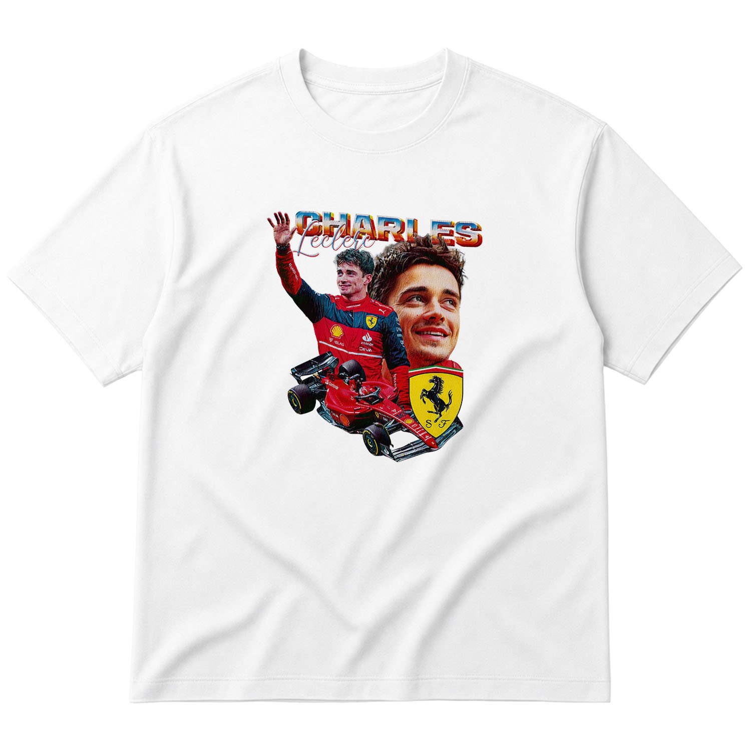 Charles Leclerc Oversize Tişört M - Beyaz