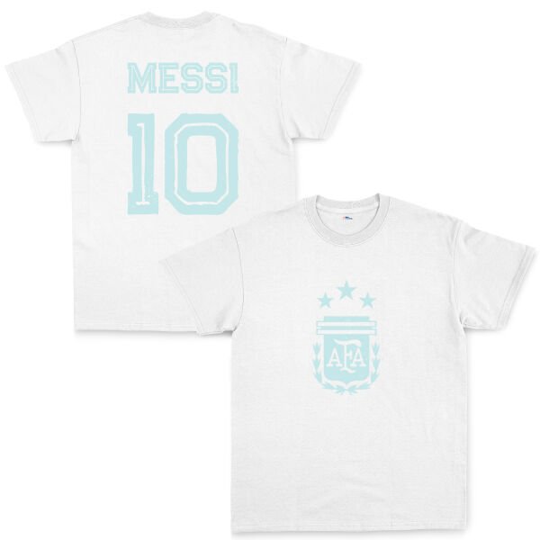 Lionel Messi 10 Argentina Grunge Tişört S - Beyaz