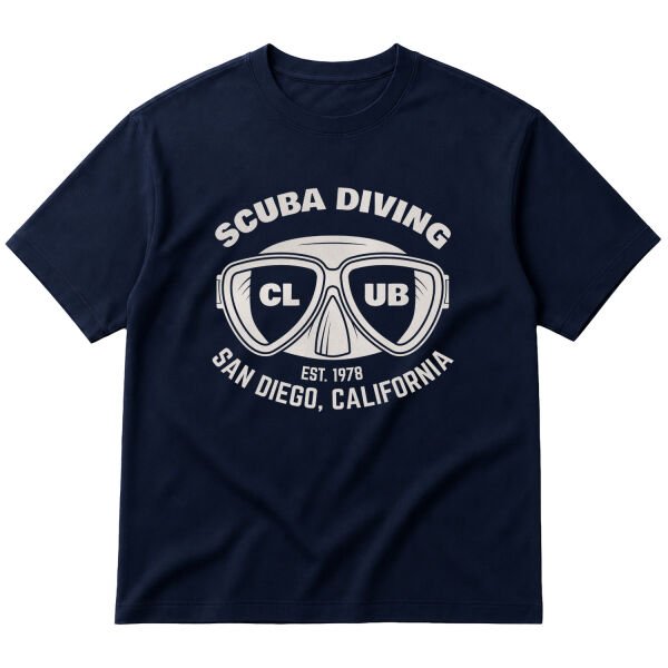 Scuba Diving Club Oversize Tişört L - İndigo Mavisi