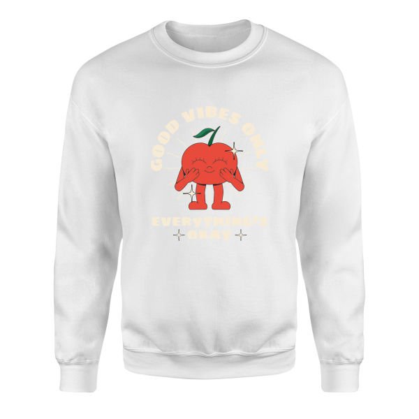 Good Vibes Only Sweatshirt XL - Beyaz