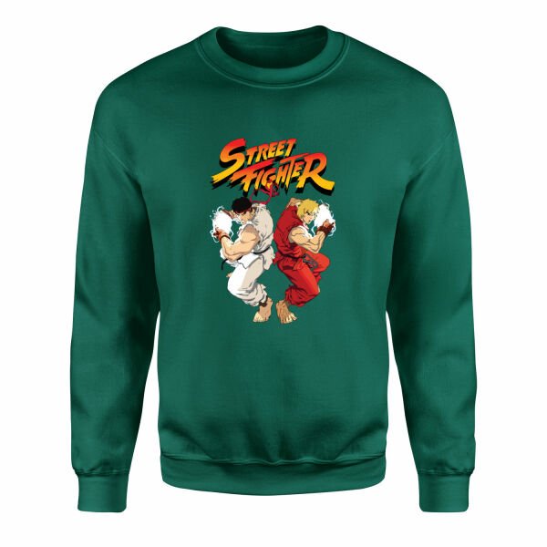 Street Fighter Sweatshirt XL - Nefti Yeşili