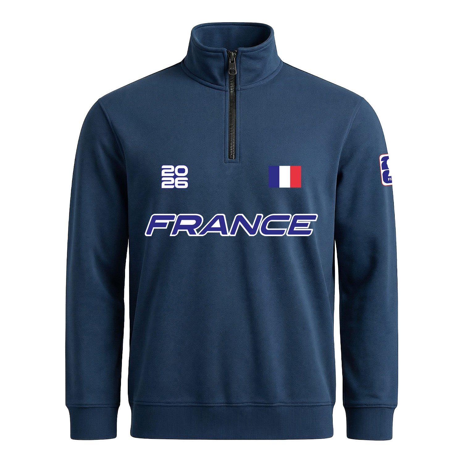 Fransa 2026 Yarım Fermuarlı Sweatshirt M - İndigo Mavisi