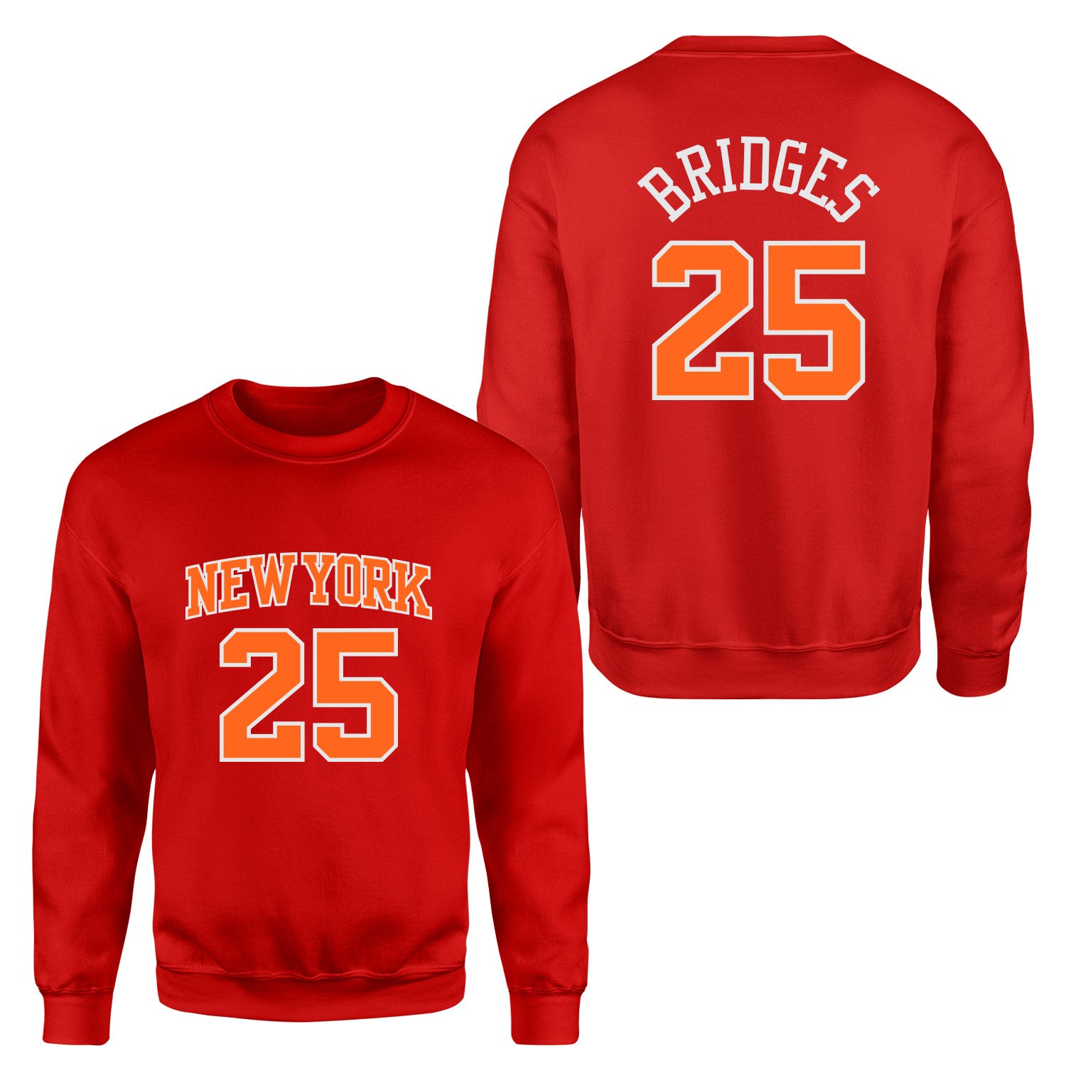 Mikail Bridges 25 New York Jersey Sweatshirt XL - Kırmızı