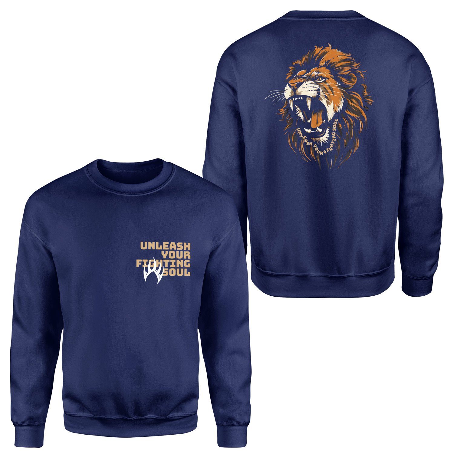 Unleash Your Fighting Soul | Lion Sweatshirt S - İndigo Mavisi