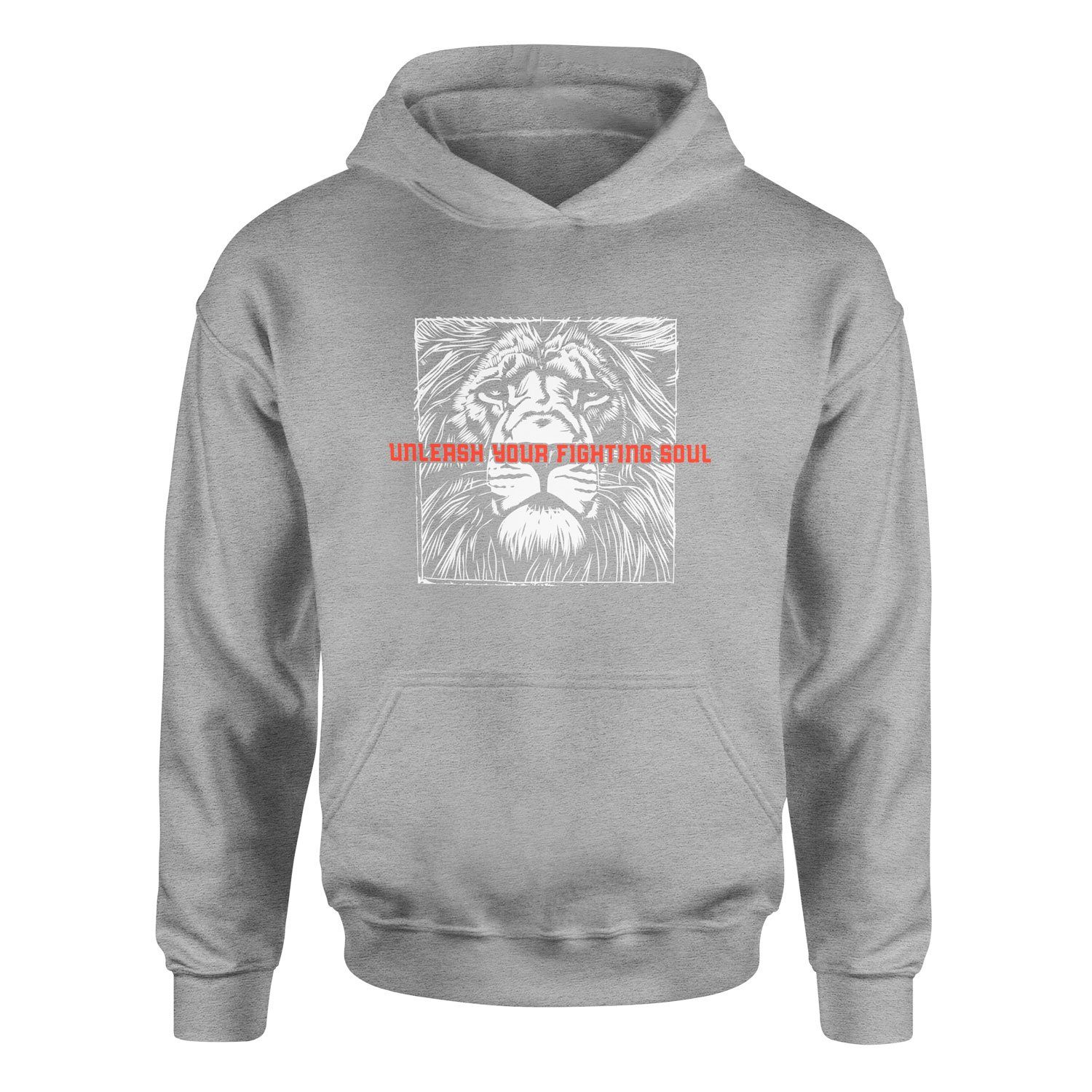 Unleash Your Fighting Soul | Lion III Hoodie L - Gri
