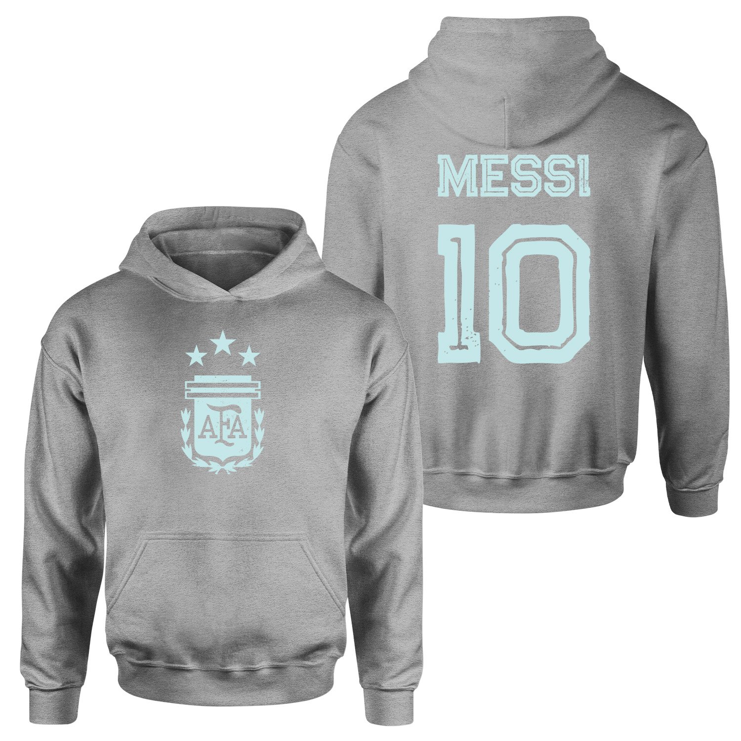 Lionel Messi 10 Argentina Grunge Hoodie S - Gri